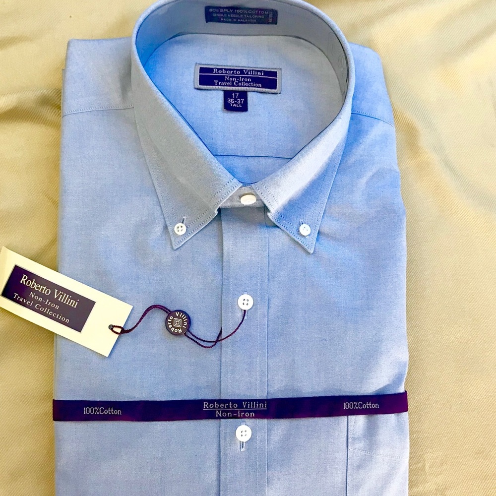 New with tags Roberto Villini no-iron shirt, tall